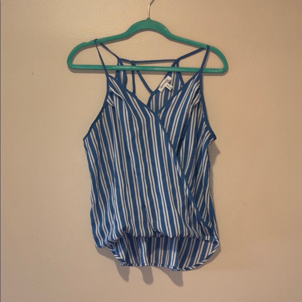 Blue and White Striped Women's Top